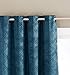 HLC.ME Redmont Lattice Geometric Thick Soft Thermal Insulated Energy Efficient Room Darkening Privacy Blackout Grommet Curtain Panels for Living Room - Set of 2 Panels (52 x 84 Inches Long, Teal Blue)