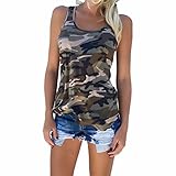 Beautife Women Casual Plus Size Shirt Camouflage Sleeveless Tank Tops