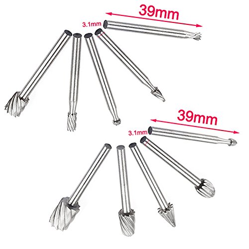 Transser 3mm Shank Woodworking HSS Micro Milling Cutter Tool Routing Wood Machine Set Router Bits For Wood Cutter (silver - 10pcs x 1 set) - Thumbnail 5