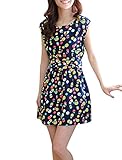 Allegra K Ladies Sleeveless All Over Dots A Line Dress S Dark Blue