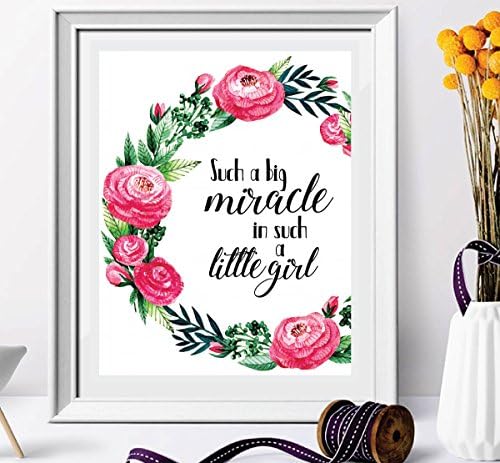 Such A Big Miracle In Such A Little Girl - Baby Girl Accessories - Baby Art - Nursery Quotes - Girl Nursery Decor - Nursery Pintables - Nursery Decor – Baby Nursery Decal#WP-80
