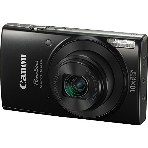 Canon PowerShot ELPH 190 IS Black Digital Camera 64GB Card Bundle includes Camera, 64GB Memory Card, Reader, Wallet, Case, Battery, Mini Tripod, Screen Protectors, Cleaning Kit and Beach Camera Cloth