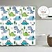 Cartoon Dinosaur Kids Shower Curtain Green Leaf Tree Bathroom Decor Fabric Bathroom Set Polyester Waterproof 72 x 72 Inches with 12-Pack Plastic Shower Hooks