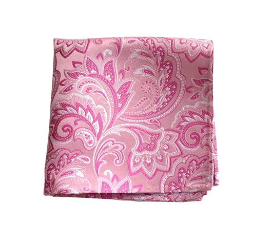 THE TIE BAR 100% WOVEN SILK PINK PAISLEY POCKET SQUARE