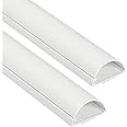 D-Line Half Round Cord Hider, Patented Cable Cover, Hide TV Wall Mount Wires, Raceway for Cords, Decorative Wire Covers, Paintable, Adhesive Cable Concealer, 2X 2in W x 1in H x 39in L, White