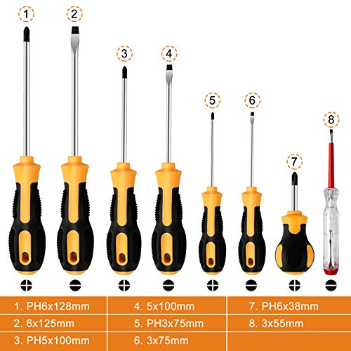 unibelin Schraubendreher Set 9-teilig Magnetisches Schraubendreher Kit mit Spannungsprüfer Profi Werkzeug zum Schrauben… – Bild 3