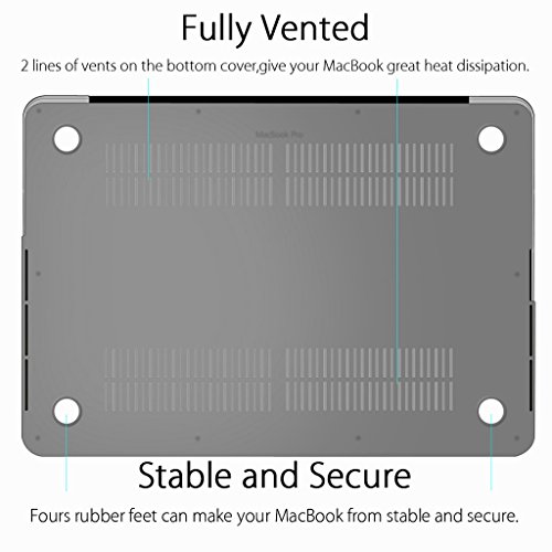 UESWILL 2in1 Smooth Soft-Touch Matte Hard Shell Case with Keyboard Cover for (Late 2012-Early 2015 Version) MacBook Pro 13" with Retina Display (No CD-ROM) (Models: A1502/A1425), Gray