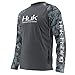 Huk Men's Double Header Vented Long Sleeve Shirt, Iron/SubPhantis Glacier, X-Large