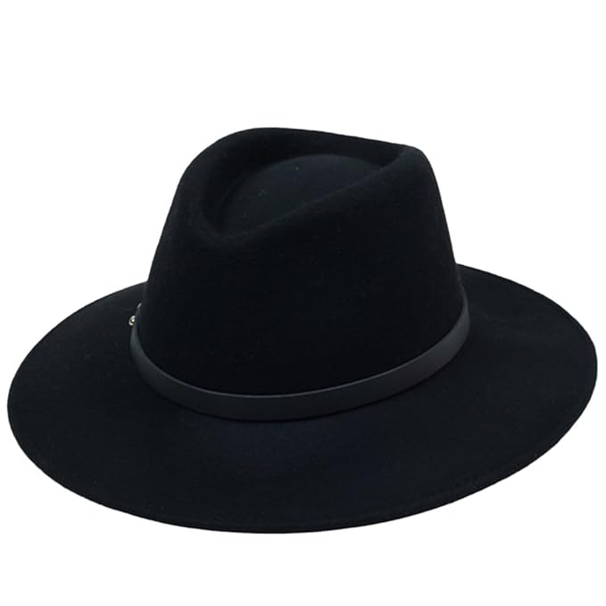 Kapmore Mens Unisex Plain Fühlte Gangster Fedora Hut mit Lederband Gürtel neu