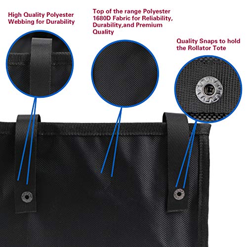 Under Seat Rollator Bag, 1680D Fabric Durable & Reliable Rollator Tote for Four Wheel Rollator or Walker - 12.5" Long x 8.5" Wide x 5.5" High