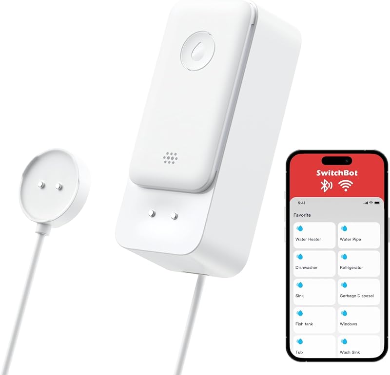 SwitchBot WiFi Water Sensor No Hub Required 100dB Alarm IP67 1m Probe