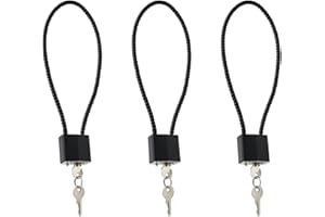 LOCKFORALL Cable Gun Locks with Keys - Keyed Alike 15" Cable Gun Safe Lock CA DOJ Approved for Pistols, Handguns, Rifles, and Shotguns, Home, Storage Firearm Locking and Safety (KA 3 BLK NOLOGO)