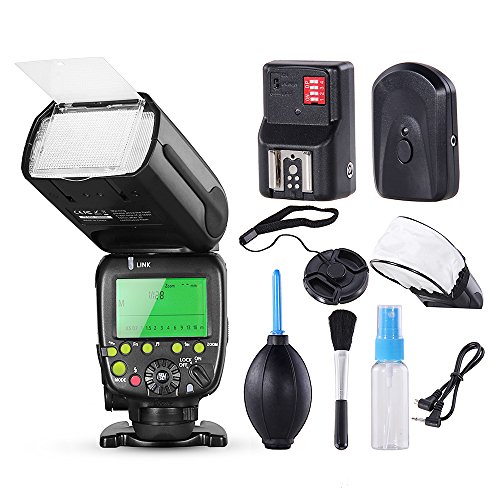 fitTek Travor Professional E-TTL II Master/Slave *High Speed Sync* Fast Recycle Time Speedlite Flash Full Kit for Canon Rebel T4i, T3i, T3, XS, T2i, T1i, Xsi, EOS 650D, 600D, 1100D, 1000D, 550D, 500D, 450D, 5D Mark III, 7D, 60D, 50D, 40D, 30D and Other Canon Digital SLR Cameras -Includes: Travor Pro SL685C E-TTL Flash + Universal Wireless Flash Trigger Receiver Set + Hard & Soft Flash Diffusers + Flash Color Filter Kit + Lens Cap + Lens Cap Holder + Professional Cleaning Set + fitTek Microfiber Cleaning Cloth