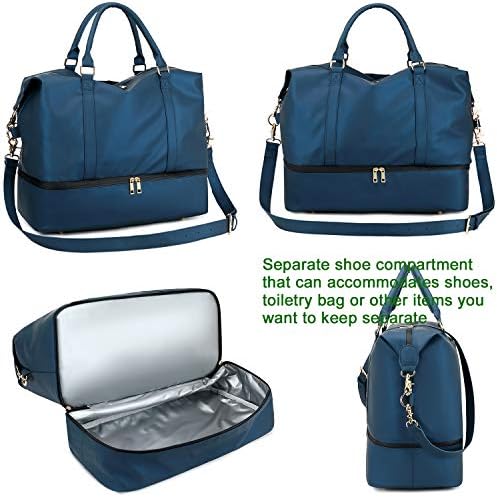Womens Travel Weekend Bag Waterproof Overnight Carry on Shoulder Duffel Beach Tote Bag (Navy blue) 3 Womens Travel Weekend Bag Waterproof Overnight Carry on Shoulder Duffel Beach Tote Bag (Navy blue)