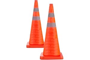 2 Pack Collapsible Traffic Cones 28 Inch Pop Up Reflective Construction Cones Construction Road Parking Cone Night Reflective