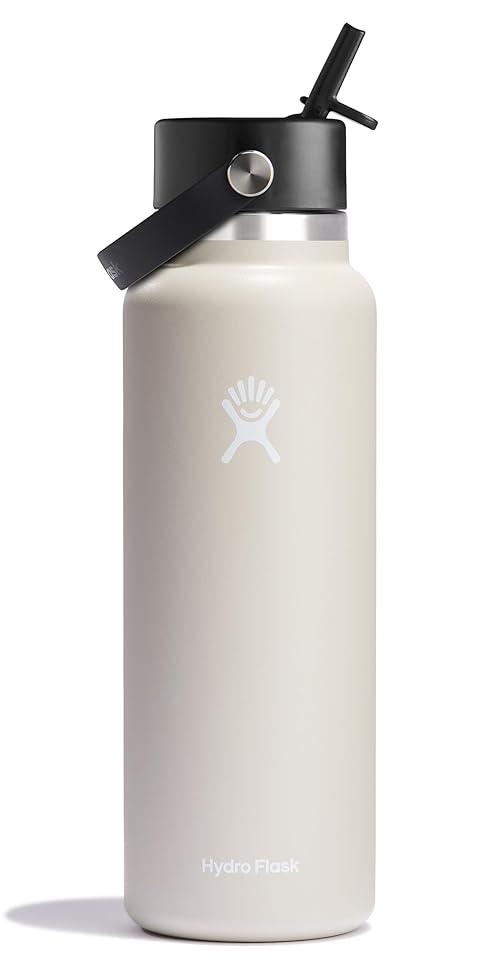 Hydro Flask 40 Oz Wide Flex Straw Cap Bottle - Insulated Stainless Steel - Wide Straw Lid, Non Spill, Leakproof in Oat