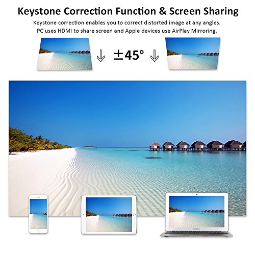 TOUMEI C800 Mini DLP Smart Projector,Portable HD Android 7.1 Video Projectors Home Theater Support HDMI,USB,TF Card,Wifi,Bluetooth,AV for iPhone,iPad,Mobile Phone,Laptop,Macbook,PC - Thumbnail 2