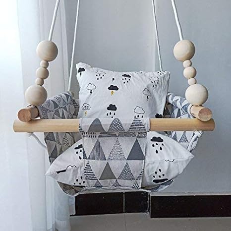 HB.YE 100% Handwerk Hängesessel Baby Leinwand Schaukel Kinder Indoor Hängesitz Outdoor Hängematte Geburtstagsgeschenk Dekorat
