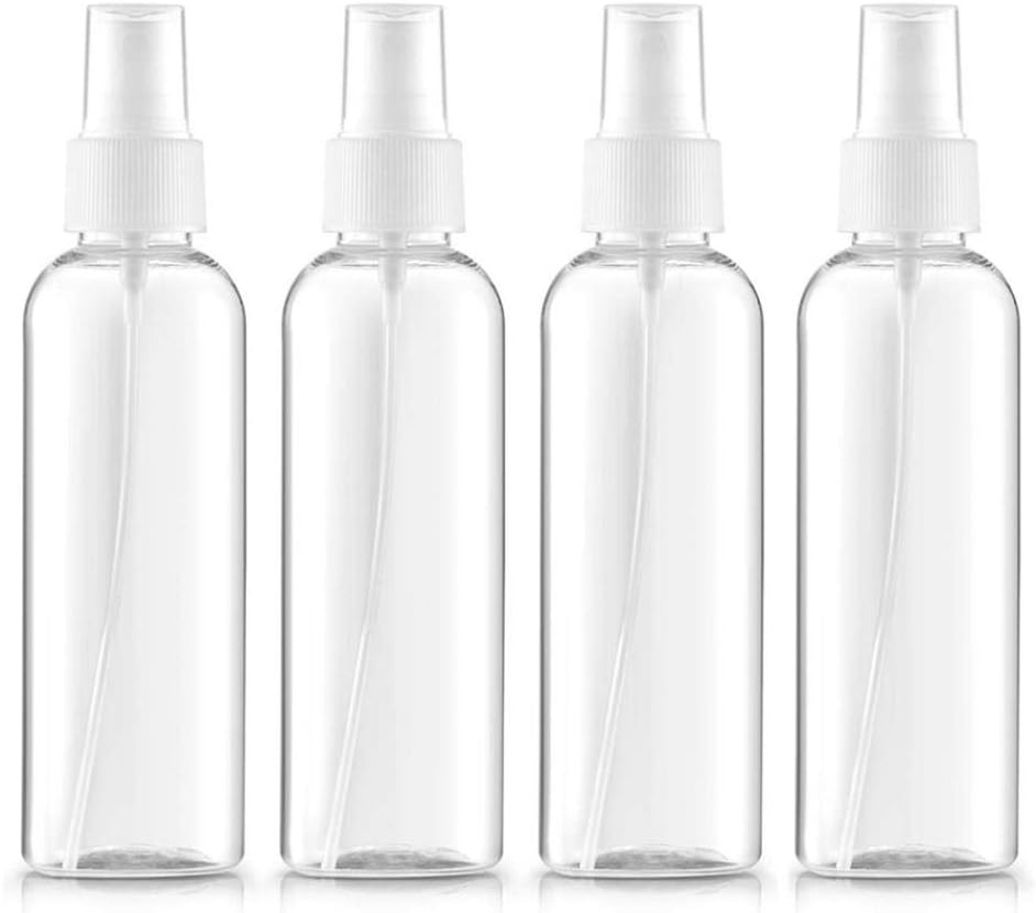 4PCS / SET Transparent Plastic Spray Bottles Mist Reusable Fine Mist Spray Bottles Pipette Atomiser Liquid Container For Essential Oils, Travel, Perfume (100 Ml, 3.5 Ounces)