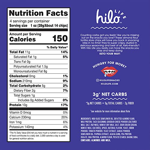 Hilo Life Low Carb Keto Friendly Tortilla Chip Snack Bags, Ultimate