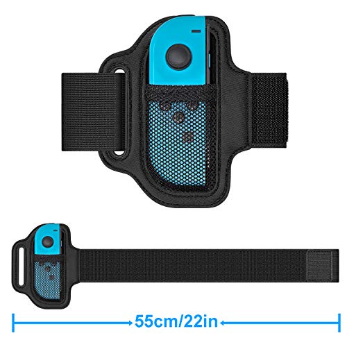 Leg Strap for Nintendo Switch Joycon, Adjustable Elastic Sport Movement Leg Fixing Strap for Nintendo Switch Game with 2 Ring-Con Grips