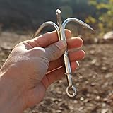 Grappling Hook Grapnel Hook, 3-Claw Stainless Steel Tree Climbing Hook, Brunch Limb Retrieving Removal Hook EDC Tool-M