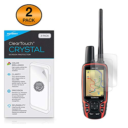 BoxWave Garmin Astro 320 Screen Protector, [ClearTouch Crystal (2-Pack)] HD Film Skin - Shields from Scratches for Garmin Astro 320