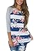 Asvivid Juniors 3 4 Half Sleeve Floral Pritned Tops Loose Striped Tunic Blouse M Multi