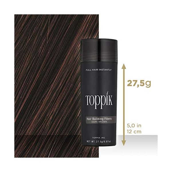 TOPPIK-Hair-Fibers-Dark-Brown-275-g Toppik Hair Building Fibres Powder, Dark Brown, 27.5g Bottle - for A Thicker-looking Hairline, Crown and Beard, Instant…