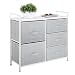 mDesign Wide Dresser Storage Tower - Sturdy Steel Frame, Wood Top, Easy Pull Fabric Bins - Organizer Unit for Bedroom, Hallway, Entryway, Closets - Textured Print, 5 Drawers - Gray/White primary