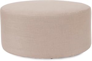 HOWARD ELLIOTT COLLECTION Howard Elliott Replacement Slipcover Exclusively Made for Howard Elliott 36 " Universal Round Ottoman, 100% Polyurethane Fabric (Ottoman Not Included), Prairie Linen Natural
