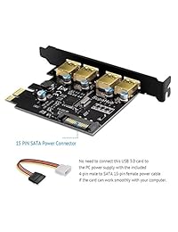 supahub PCI-E a USB 3.0 2 puertos Tarjeta PCI Express, extender adicional 2 puertos USB 3.0 con conector de 20 pines, total capacidad de 4, incluye los conductores y de expansión USB 3.0 SATA de 15 pines conector de alimentación