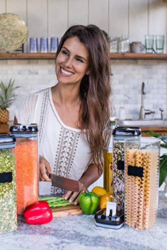 Airtight-Food-Storage-Containers-for-Pantry-Organization--by-Simply-Gourmet-4-Piece-Tall-Pasta-or-Spaghetti-Container-Storage-BPA-Free-Kitchen-Storage-Containers-with-FREE-Labels-Marker
