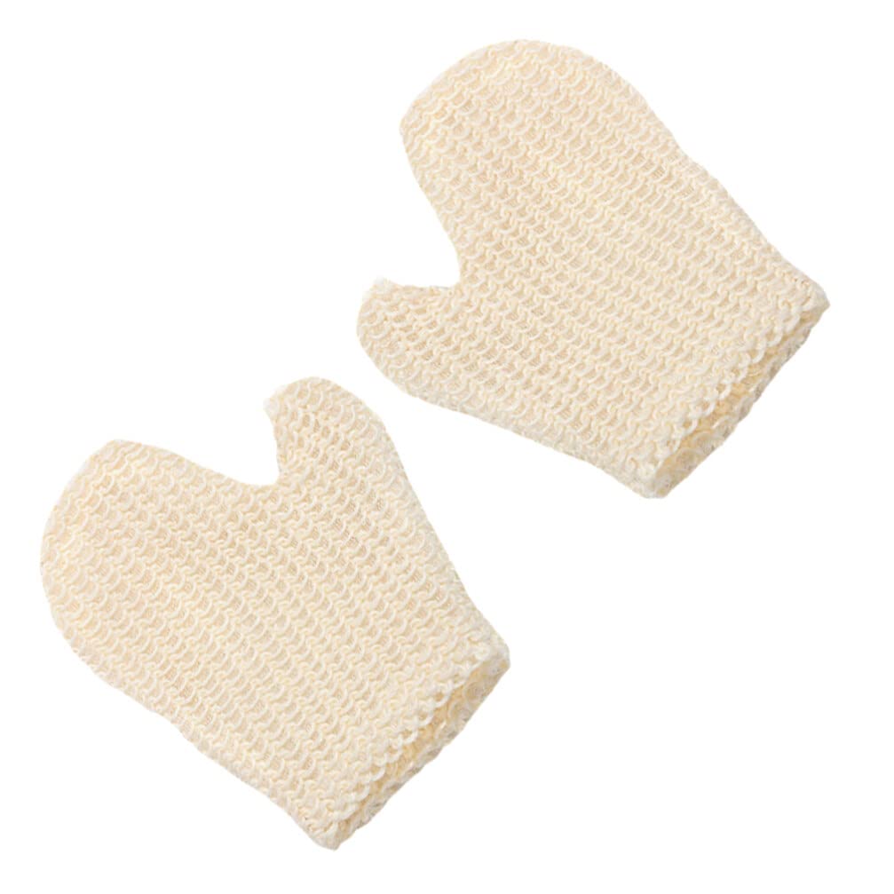 Angoily 2Pcs Exfoliating Bath Gloves Sisal Body Scrubber Scrubbing Glove Bath Mitts Dead Skin Cell Remover Gloves