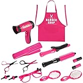 Totority Girl's Home Hairdressing Tool Set Pretend Playset Barber Hair Cutting Toys Hair Salon Kit Toy Set for Kids