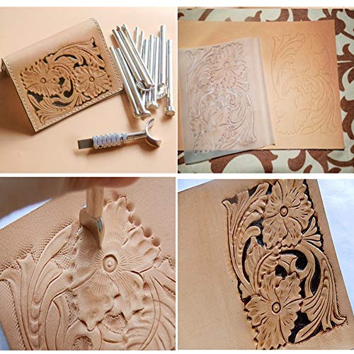126pcs Leather Working Supplies MIUSIE Abundant Leather Stamping Kit with Letter and Number Stamp Set,Tanned Leather,Leather Working Saddle Tools and Instruction for Leather Working,Leather M - Thumbnail 2