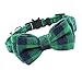 KUDES 2 Pack/Set Cat Collar Breakaway with Cute Bow Tie and Bell for Kitty and Some Puppies, Adjustable from 7.8-10.5 Inch (Green+Orange, Plaid)