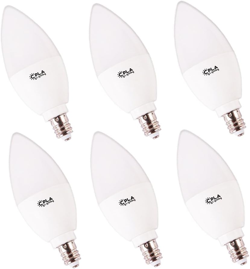 CPLA LED Replacement Chandelier Light Bulbs for Ceiling Fan Decorative Candle Chandelier No Flicker 4000K Bright Natural White E12 Screw Base LED Light Frosted Bulbs 5W Non-Dimmable, Pack of 6