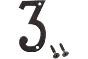 Betorcy 3 Inch Address Number, House Numbers for Outside, Cast Iron Metal Number Garden Door Mailbox Decor with Screws, Black Number 3