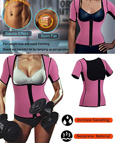 Optlove Women's Neoprene Sauna Shirt Sweat Vest Hot Thermal Gym Tank Corset Suit Exercise Fitness Top Body Shaper with Sleeves Weight Loss - Thumbnail 7
