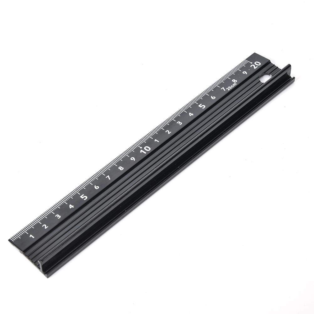 20cm L Type Aluminum Alloy Cutting Ruler Metal Craft Safety Ruler with Rubber Strip for Leather Measurement Drafting