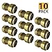 PROCURU 10-Pack 3/4-Inch PushFit Coupling, Push-to-Connect Brass Plumbing Fitting for Copper, PEX, CPVC, PE-RT Pipe (8X1014-10P)