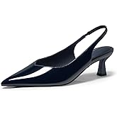Coutgo Womens Slingback Kitten Heels Low Heel Closed Pointed Toe Pumps Heeled Sandals Dress Work Shoes