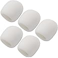 Fielect 5Pcs Microphone Cover Sponge Foam Mic Cover Handheld Microphone Windscreen Shield Protector Mic Foam Filter Cover White for Karaoke DJ, KTV, Broadcasting