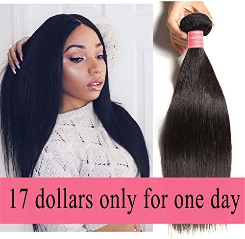 Jolia Hair Malaysian Virgin Hair Straight Human Hair One Bundle Deal 7A Malaysian Unprocessed Virgin Weave Hair Human Bundles Natural Black Color 95-100g/pc (14 inch, Natural Black)