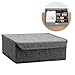 ALYER Collapsible Drawer Organizer,Underwear Drawer Divider for Socks Panties Bras Ties Clothing,Sturdy Closet Storage Divider with Lid(Black)
