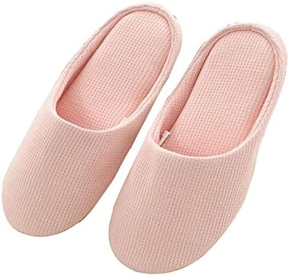 House Slippers for Women, Indoor Breathable Cotton Slipper, Comfort Anti-Slip Closed Toe Knitted Shoes