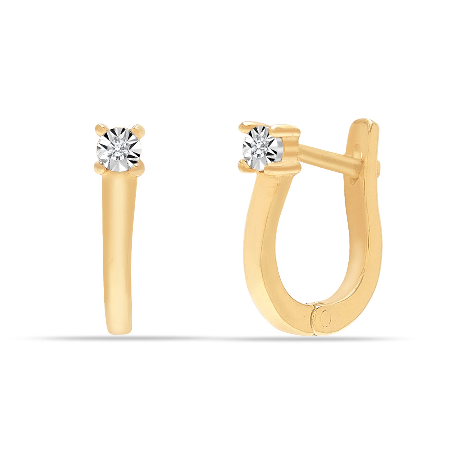 Charmsy 925 Sterling Silver Elegant 14K Gold-Plated 925 Sterling Silver Cubic-Zirconia Huggie Hoop Earrings for Women Teen | Lightweight Silver Earrings Jewellery Gift for Women