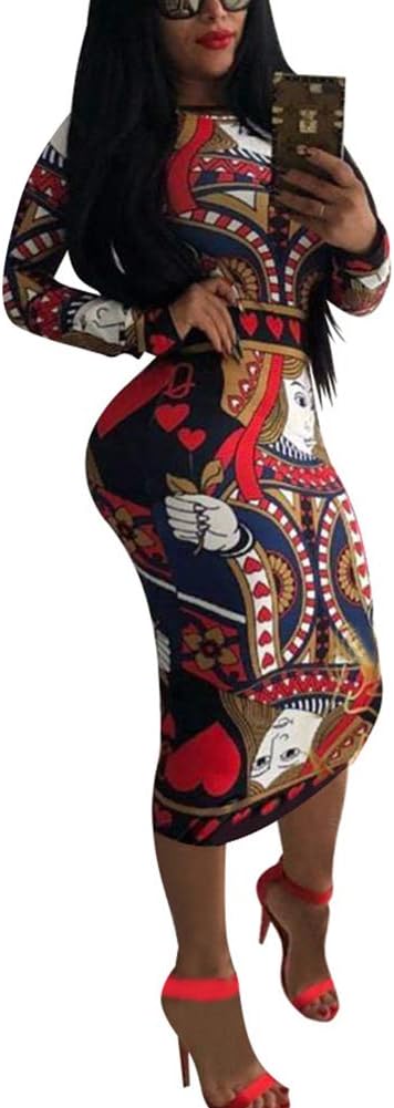 ThusFarBodycon Dresses for Women - Unique Patterns Pencil Midi Dresses