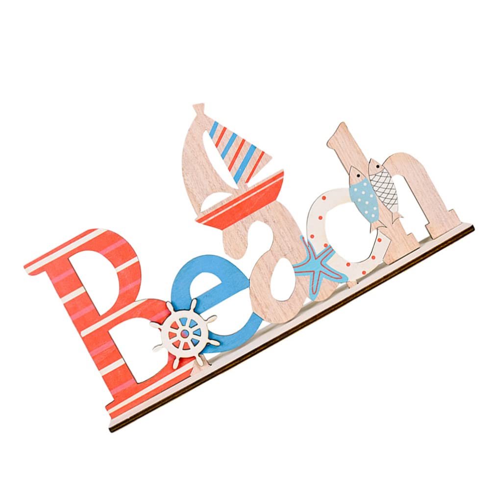 PRETYZOOM Nautical Table Sign Desktop Ornament Wooden Beach Signs Mediterranean Decor Wood Sea Ocean Theme Centerpiece Coastal Hawaiian Summer Party Decor